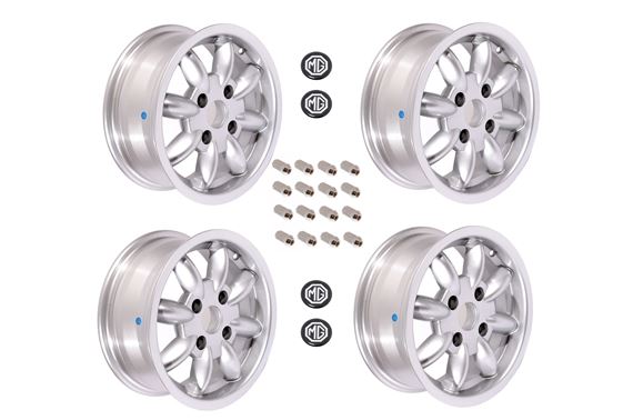 Classic 8 Spoke Alloy Road Wheel Kit - Set of 4 - 6J x 14 inch - Bolt On - Including Wheel Nuts & Centres - RP17956J